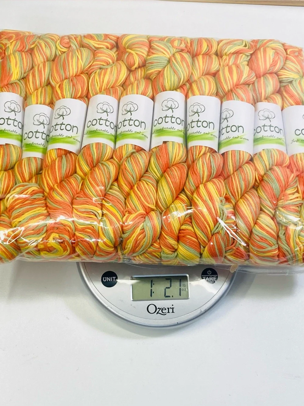 10 NEW (~500g total, ~50g ea.) 100% Cotton Variegated Hanks in Clementine